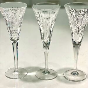 Three Waterford Crystal Millennial Champagne Flutes